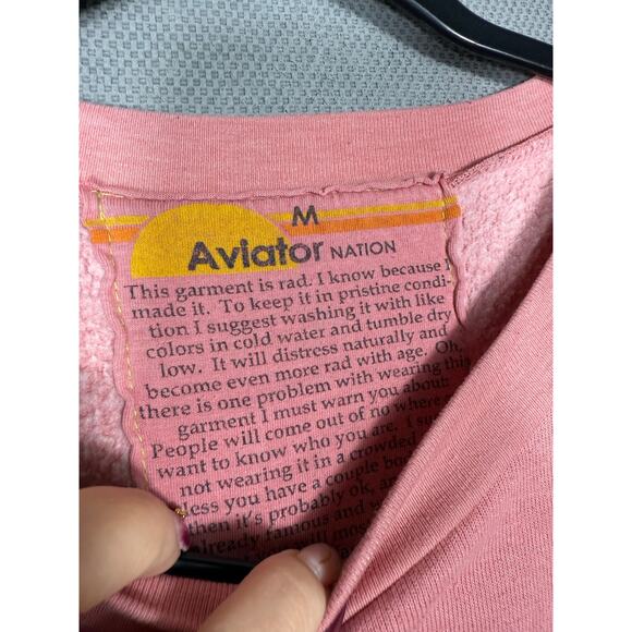 Aviator Nation Pink Smiley Face Crewneck Sweatshirt Size M - Picture 7 of 7